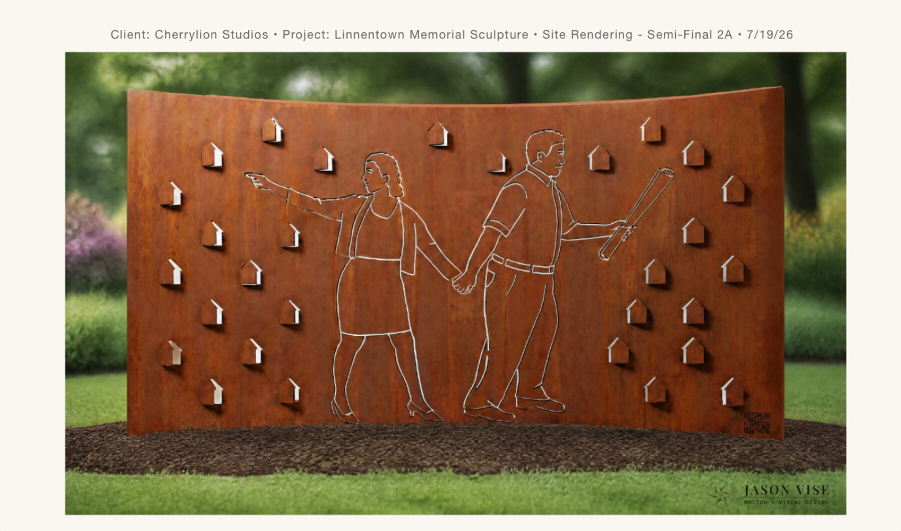 Linnentown Memorial Sculptural Monument — semi-final site rendering 2A